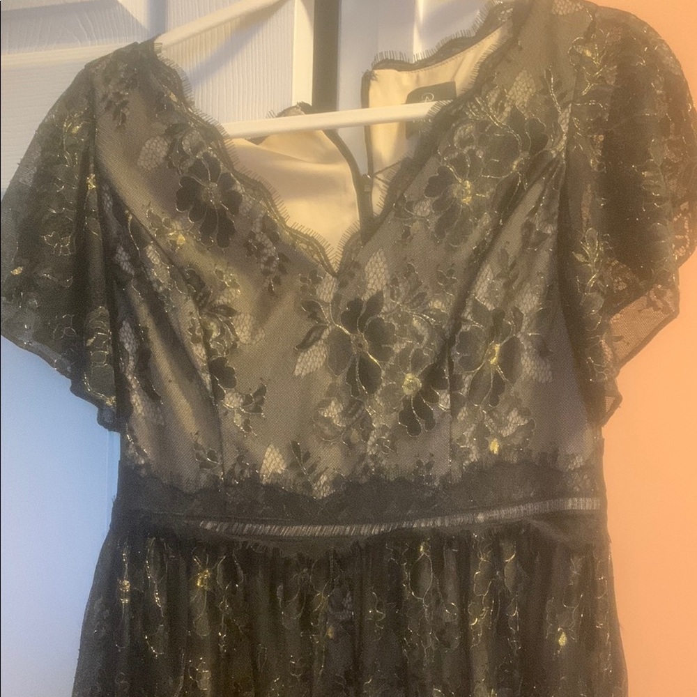 Elegant Black and Gold Lace Dress